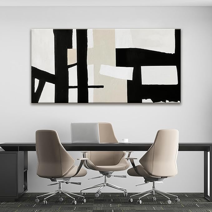 QSQ Large Abstract Wall Art For Living Room Prints Artwork Abstract Canvas Art Wall Decor Black White Wall Art Modern Painting Decor Picture For Bedroom Hotel Office Artwork 29 x 58 Inch