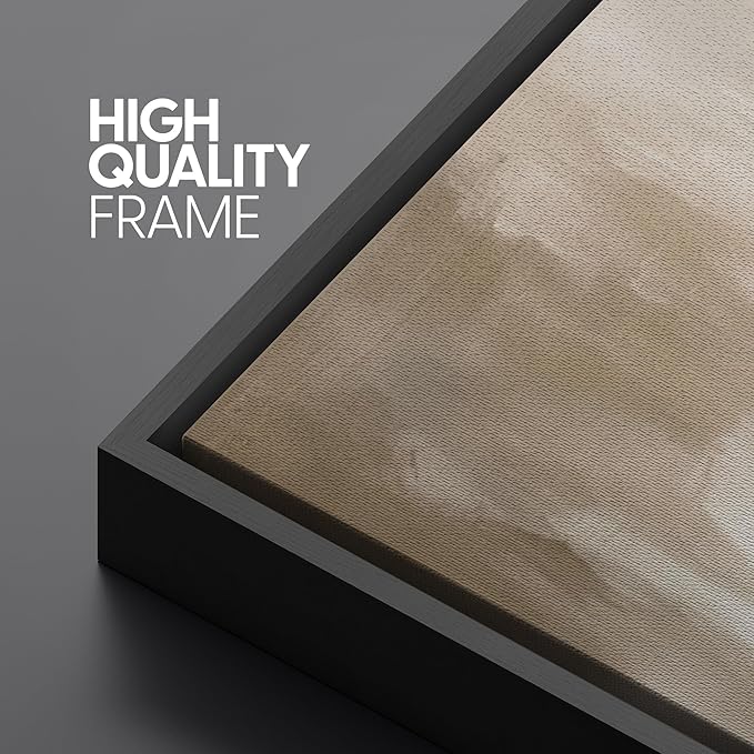 SIGNFORD Large Framed Canvas Soft Neutral Abstract Horizon Illustrations Modern Art Calm Warm for Living Room, Bedroom, Office - 60"x20"