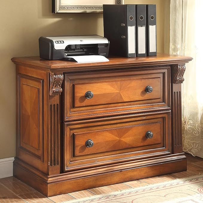 Parker House 2 Drawers 30" Lateral Brown Wood Filing Cabinet Easy Assembly Stationary for Home, Office