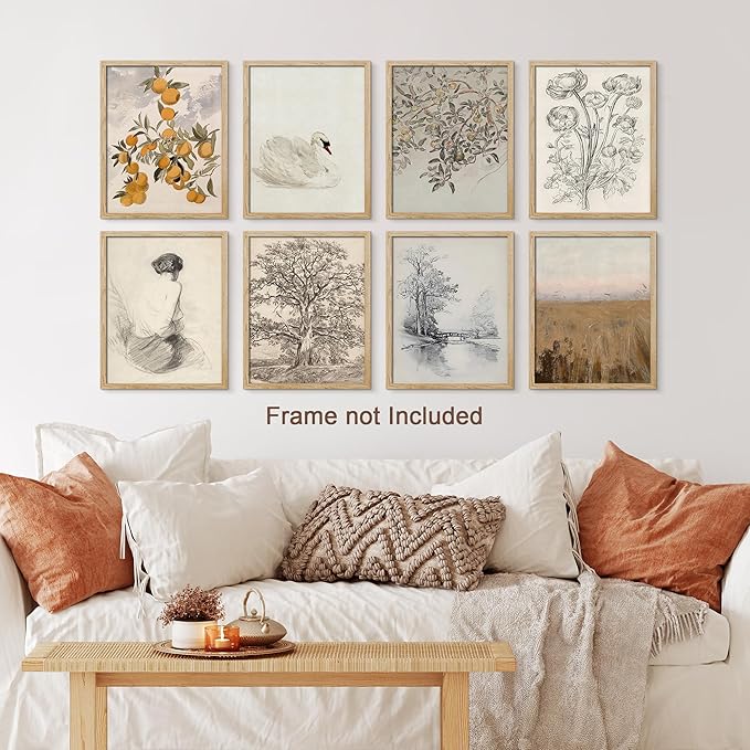 SIGNWIN Poster Wall Art Set of Black & White Duotone Geometric Dark Plants Nature Abstract for Living Room, Bedroom, Office - 8"x10"x 8