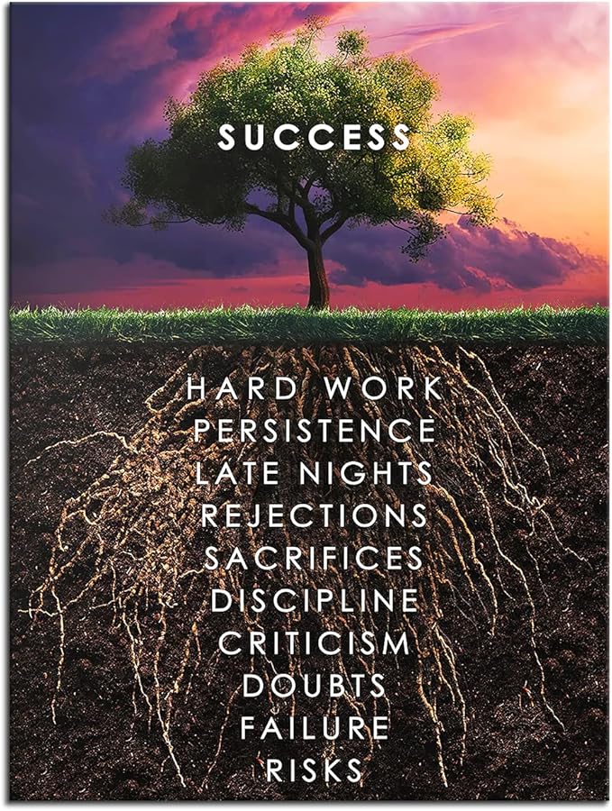 Generic Success Tree Inspirational Wall Art Inspiring Canvas Prints Entrepreneur Quotes Poster Print Artwork Office Decoration Living Room Bedroom Ready to Hang[18 W x 24 H]