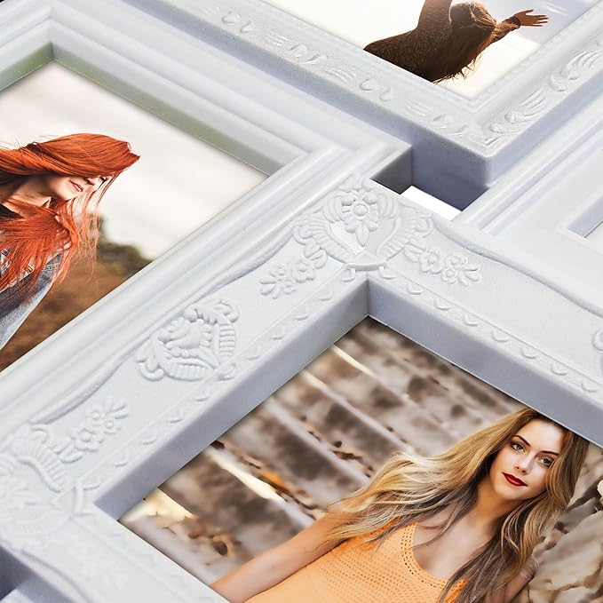 J.M.Deco Collage Picture Frames for Wall Decor, 18-Opening Reunion Family Friends Picture Frame Set, 4x6 Photo Frames Collage for Living Room BedroomWhite