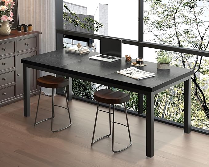63 x 31 Inch Large Computer Desk, Modern Office Desk with Adjustable Feet, Gaming Desk with Deep Desktop, Study Writing Table for Home Office, Work from Home, Easy Assembly, Black