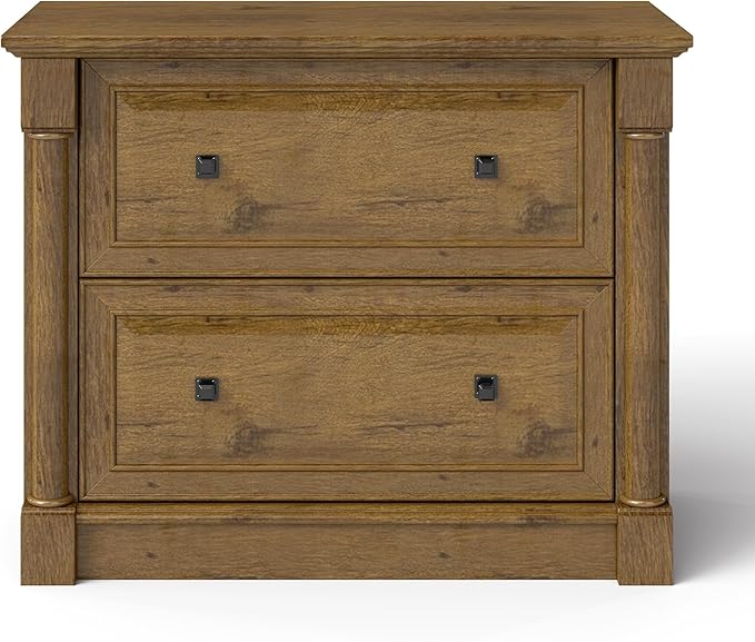 2-Drawer Roman Column File Cabinet, 36.8″ Wide Lateral File Cabinet with Hanging Folders, Fits Letter Legal A4 Sizes, Elegant Classic Design for Home Office Boss Room or Printer Stand, Vintage Oak