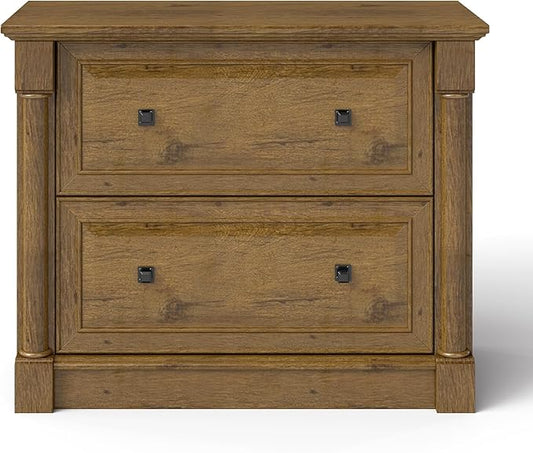 2-Drawer Roman Column File Cabinet, 36.8″ Wide Lateral File Cabinet with Hanging Folders, Fits Letter Legal A4 Sizes, Elegant Classic Design for Home Office Boss Room or Printer Stand, Vintage Oak