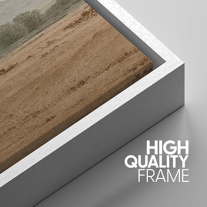 SIGNWIN Framed Canvas Print Wall Art Set Rustic Mountain Landscape in Earth Tones Illustrations Modern Art Decorative for Living Room, Bedroom, Office - 24"x36"x3 White