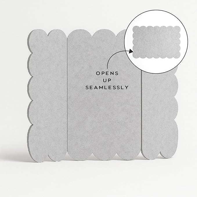 Orelle Scalloped Felt Bulletin Board | 35 x 23” | Foldable Peel and Stick Felt Board for Wall | Alternative Cork Board for Office, Message Board, Kids Art Display | Heather Gray