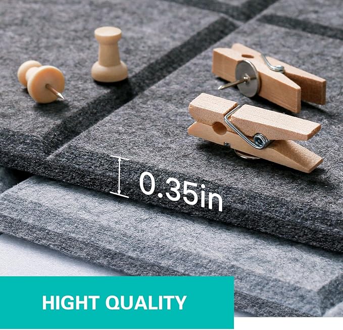 Large Cork Board, 12 Pack Felt Wall Tiles with Safe Removable Adhesive, Bulletin Board for Office, Pin Tack Corkboard for Quilting Design & Dart Wall Protector 48" x 36" - Drak Grey