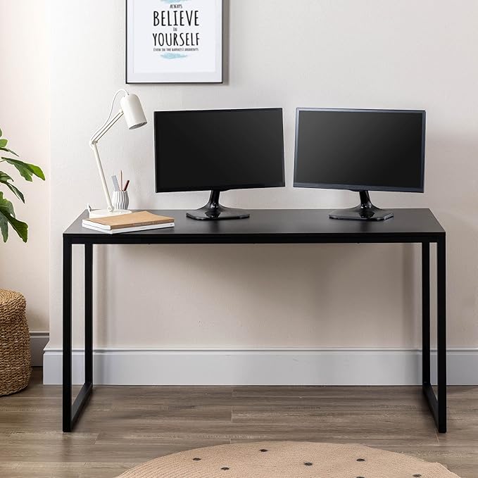 Zinus Jennifer 55 Inch Black Frame Desk/Computer Workstation/Office Desk/Easy Assembly, Deep Espresso