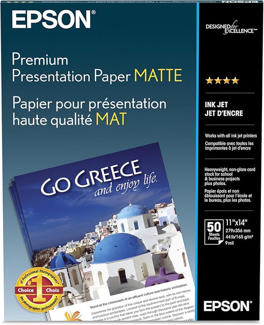 Epson Borderless Matte Paper Bright White 11 x 14 in (S041468)