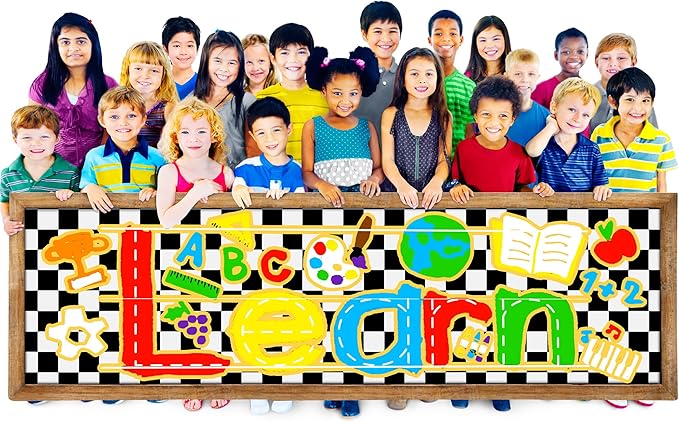 Tenceur Bulletin Board Paper 24 Inch x 100ft Fade Resistant Paper Roll for Classroom Decor (Checkerboard)