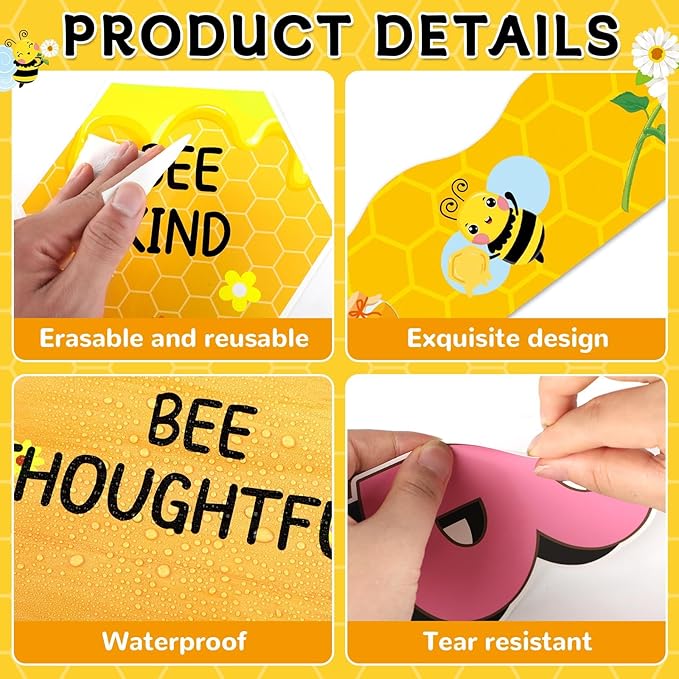 gisgfim Bee Amazing Bulletin Board Decorations Summer Bee Honey Paper Cutouts Inspirational Quotes Bees Daisy Motivational Bulletin Board Set for Back to School Teacher Chalkboard Wall Decor Supplies