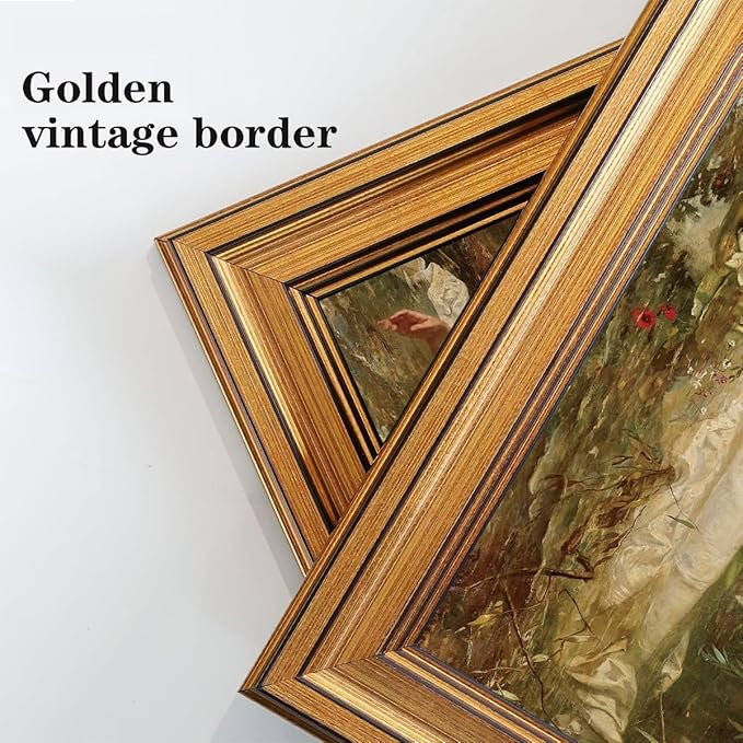 Gold Framed Wall Art Vintage Canvas Wall Art Female Portrait Serene Woman in Water Artwork Prints Picture for Living Room Bedroom Farmhouse Bathroom Office Decor, 12x16