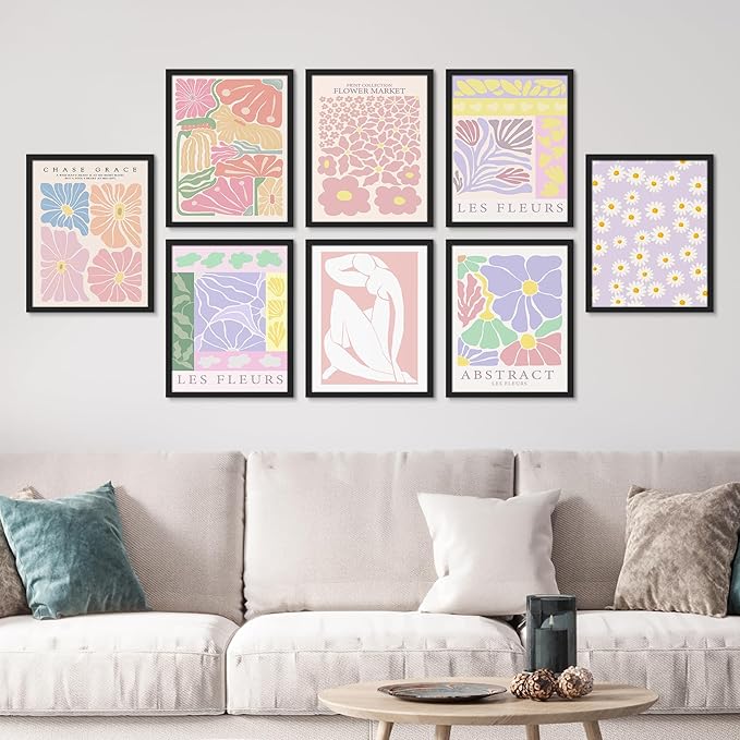 SIGNWIN Framed Poster Wall Art Set of Colorful Botanical Flower Daisy Rose for Living Room, Bedroom, Office - 11"x14"x 8 Black