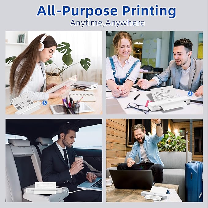 Portable Printers for Travel, P831 Thermal Wireless Printer Compatible with iOS, Android & Laptop, Portable Thermal Printer for Office, Home, School