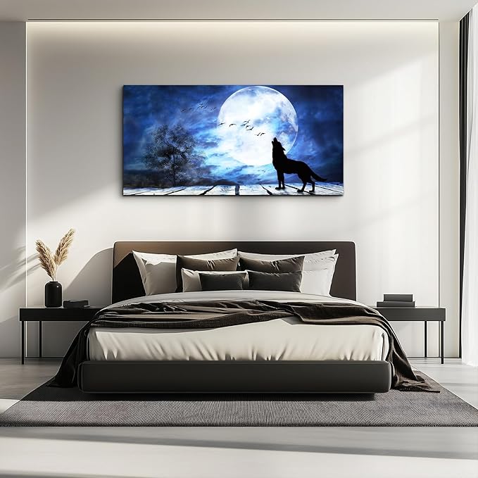 Canvas Wall Art For Bedroom Wall Decoration For Living Room Large Size Luminous Scenery Wolf Wall Decor Pictures Artwork Painting Modern Office Canvas Art Prints Room Decor Ready To For Home Decor
