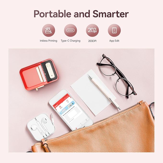NIIMBOT B21 Label Maker Machine with Tape, 2 Inch Portable Sticker Printer Thermal Labeler for Gift Jar Candle Address Labels for Home Office Business Organization, Supports Mobile & PC, Red