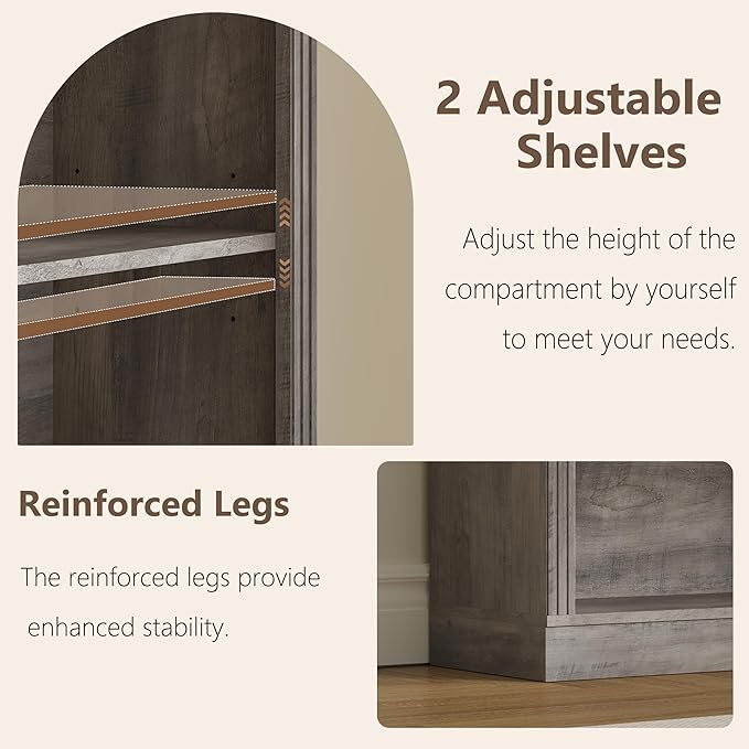 Tall Bookshelf, 6-Tier Bookcase with 2 Adjustable Shelves, Modern Farmhouse Storage for Living Room, Entryway, Office, 23.6" W x 74.8" H x 10.6" D, Grey