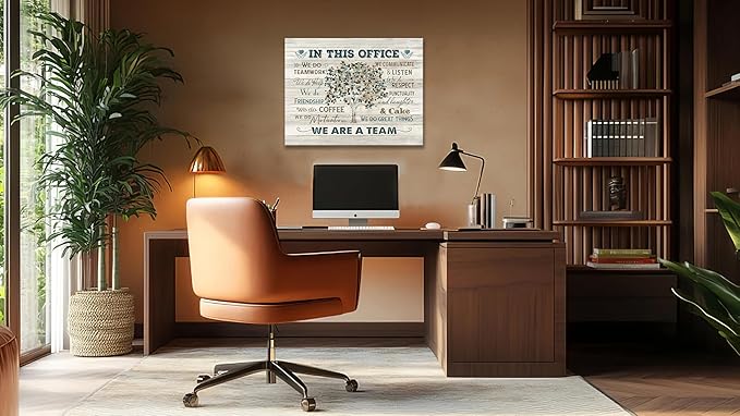 Yibuda In This Office Wall Art Motivational Quotes Pictures Wall Decor We Are A Team Canvas Painting Modern Room Office Decorations Artwork Framed Ready to Hang 20"x16"