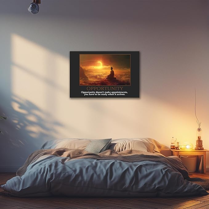 UZMKM - Office Wall Art, Motivational & Inspirational Quotes Canvas Wall Art for Home Office Wall Decor, Positive Quote Wall Decor, OPPORTUNITY Words Poster Frame for Company Wall Decor 32x48 Inch
