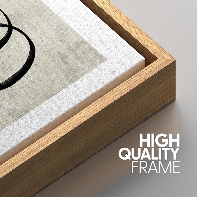 SIGNWIN Framed Canvas Print Wall Art Set Geometric Ring Grid Landscape Graffiti & Street Art Abstract Cozy Neutral Modern Art Decorative Nordic for Living Room, Bedroom, Office - 16"x24"x3 Natural