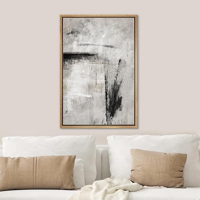 SIGNWIN Framed Canvas Print Wall Art Dynamic Abstract Brush Strokes Illustrations Modern Art Minimal Multicolor for Living Room, Bedroom, Office - 24"x36" Natural