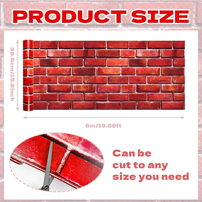 Cinrobiye Bulletin Board Roll Reusable Non-Woven Fabric Background Roll Waterproof Erasable Fade Resistant Wrinkle Poster for Home Classroom Decor Crafts Wrapping (Red Brick)
