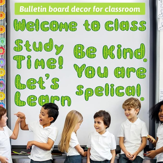 260 Pcs Bulletin Board Letters for Classroom 4” Letters Combo Pack Set Cactus Classroom Decorations Alphabet Numbers Symbols Letters for Bulletin Board Punch Out Ready Cutouts Card for Classroom Decor