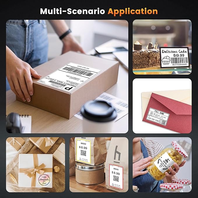 Phomemo D520BT Thermal Printer, 4x6 Shipping Label Printer for Small Business, Desktop Thermal Label Printers for Shipping Packages, Compatible with Amazon, Shopify, USPS, Grey