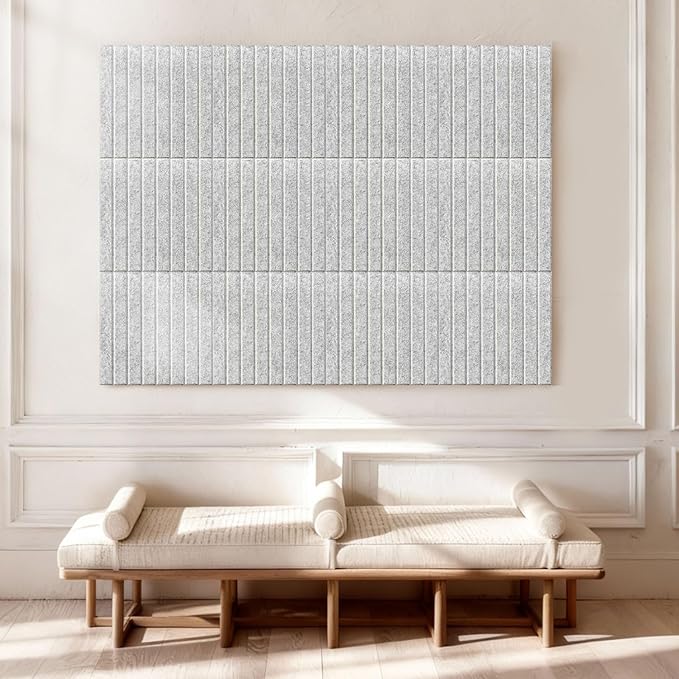 MISSDAY Green Acoustic Wall Panel Large Felt Bulletin Board 48" x 36" Cork Board for Wall, 12-Pack Boards with 72 Adhesive Tabs, 50 Pins, Pin Board for Home Office Classroom Soundproof Wall Tile
