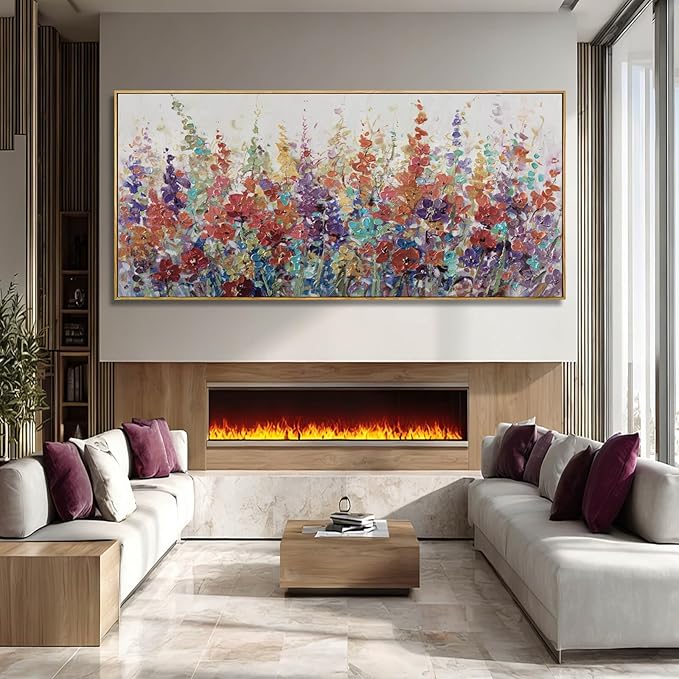 Colorful Framed Wall Art Flower Photo Prints Modern Wall Decorations 40"x86" Large Artwork for Dining Room Office Kitchen Pictures