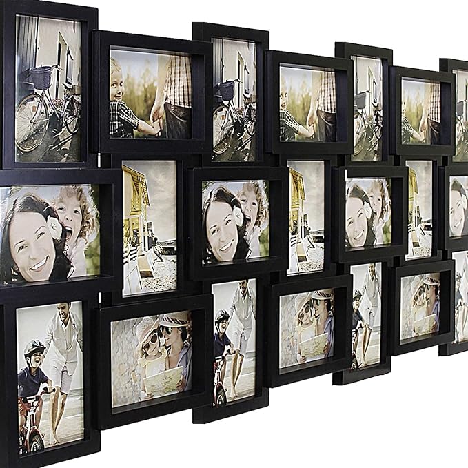 HELLO LAURA Picture Frames Collage Wall Decor - 21 Picture Collage Frames for 4x6 Photos Display Wall Hanging Gallery Frame Set Photo Collage Frame for Home Living Room - Black