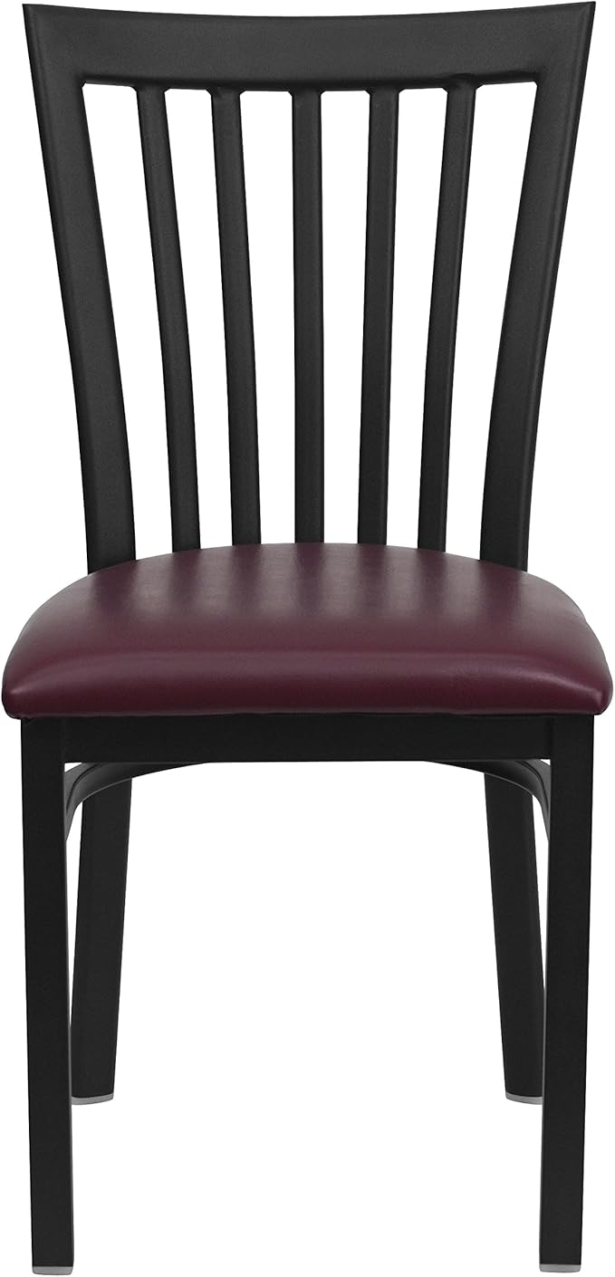 Flash Furniture HERCULES Series Black School House Back Metal Restaurant Chair - Burgundy Vinyl Seat