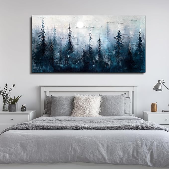 KELIYUAN Large Wall Decor Canvas Painting Wall Art For Bedroom Living Room Decor Abstract Foggy Forest Landscap Artwork Print Picture For Home Decor Room For office Room Wall Decoration 30x60 In