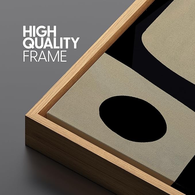 SIGNLEADER Framed Canvas Print Wall Art Set Black Geometirc Block Abstract Shapes Illustrations Minimal Decorative Bohemian Nordic for Living Room, Bedroom, Office - 24"x36"x3 NATURAL