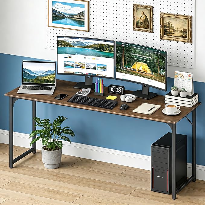 BestOffice Computer Desk,Home Office Desk, Modern Simple Style for Home Office Study Writing (Brown, 63 Inch)