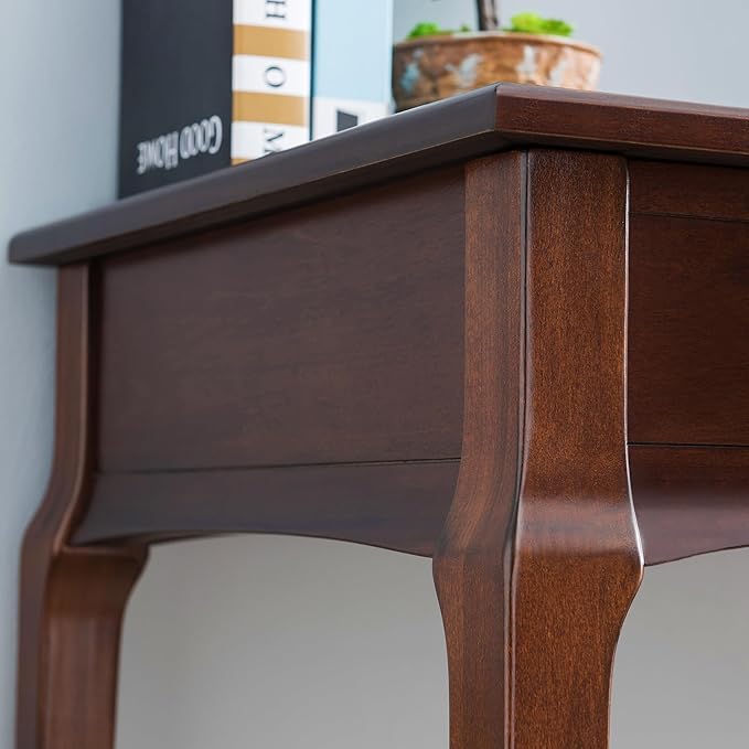 Leick Home Stratus Home Office Desk, Solid Wood, Drop-Front Keyboard Drawer, Easy Assembly, Writing Desk, Heartwood Cherry, 24.0 in. L x 42.0 in. W x 30.0 in. H, 22400