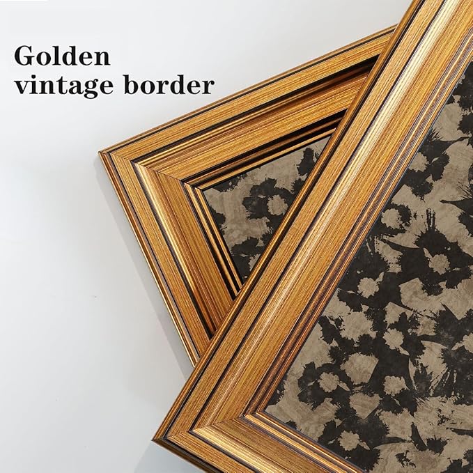 Gold Framed Wall Art Vintage Canvas Wall Art Crushed Flower Minimalist Floral Pattern Botanical Artwork Prints Picture for Living Room Bedroom Farmhouse Bathroom Office Decor, 8x10
