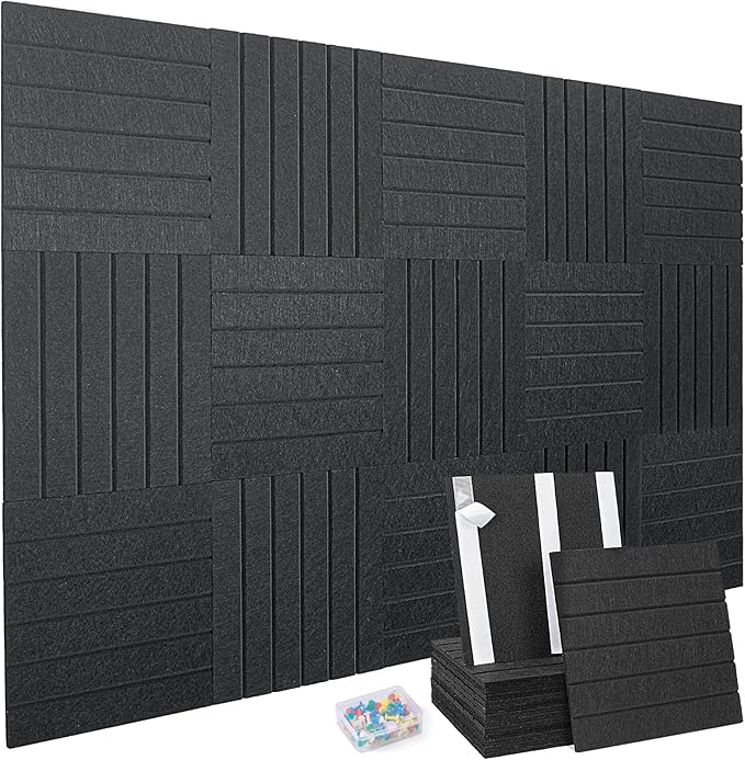 15 Pack Felt Bulletin Board Tiles (12x12 Inch) Self Adhesive Cork Board Alternative for Walls with 30 Push Pins Decorative Acoustic Panels & Pin Board for Home Office, Classroom, Vision Board Decor