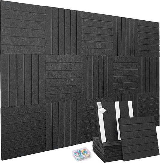 15 Pack Felt Bulletin Board Tiles (12x12 Inch) Self Adhesive Cork Board Alternative for Walls with 30 Push Pins Decorative Acoustic Panels & Pin Board for Home Office, Classroom, Vision Board Decor