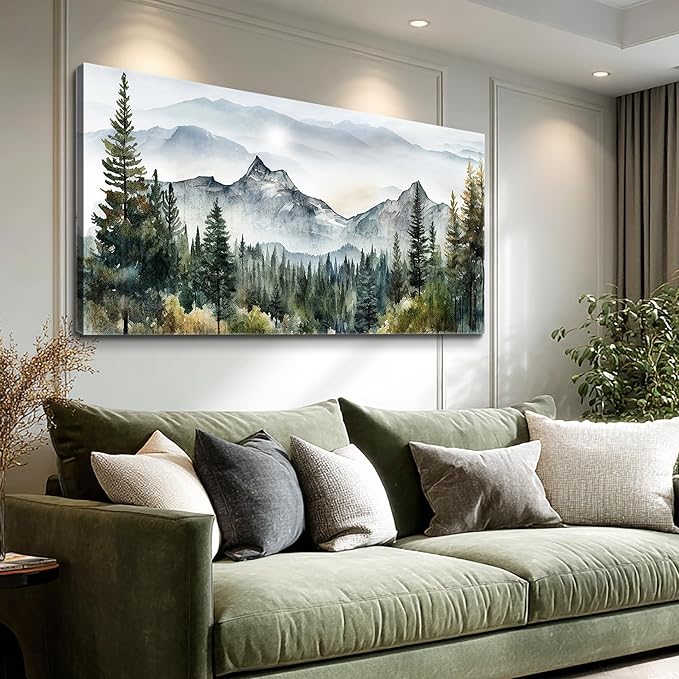 hyidecorart Large Size Wall Art For Living Room Canvas Decorations For Bedroom Modern Office Wall Decor Abstract Mountain Scenery Paintings Wall Pictures Artworks Ready To Hang Home Decoration