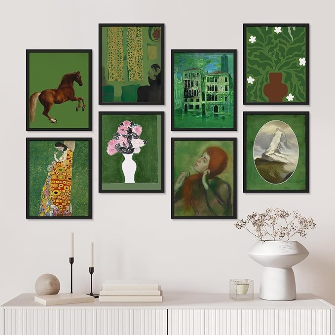 SIGNWIN Framed Poster Bathroom Decor, Wall Art Room Decor Multicolor for Living Room, Bedroom, Office Gustav Klimt Kiss Flowers Horse Landscapes Vintage Illustrations Bohemian - 12"x16"x 8 Black