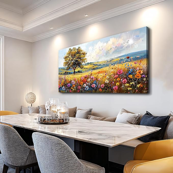 hyidecorart Canvas Wall Art For Living Room Wall Decor For Bedroom Office Decorations Field Pictures Artwork Flower Scenery Watercolour Wall Paintings Aesthetic Room Home Decor Ready to Hang
