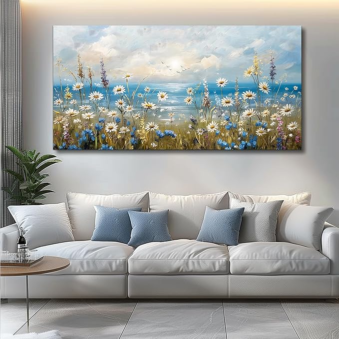 Canvas Wall Art for Living Room Wall Decor for Bedroom Office Modern Hotel Wall Decorations White Flower Landscape Paintings Farmhouse Pictures Artwork Room Aesthetic Home Decor 40x20