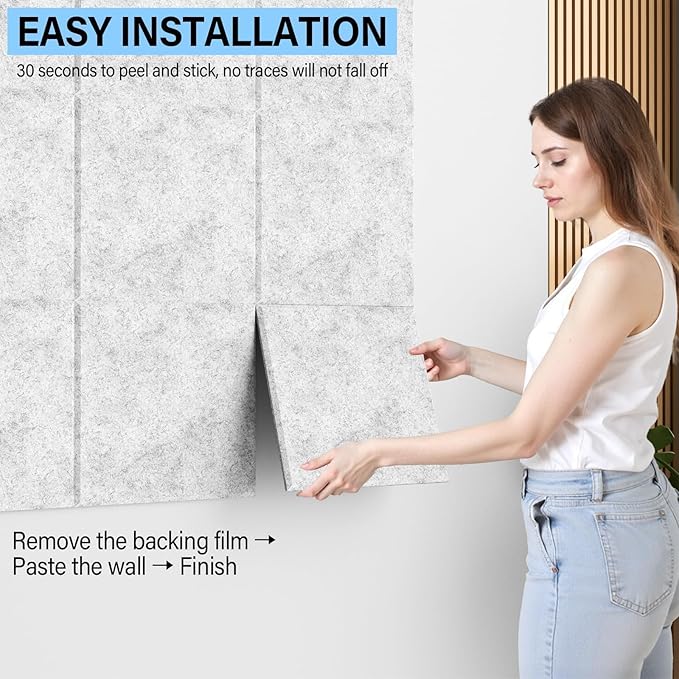 Large Cork Boards for Walls – 48" x 36" Self Adhesive Felt Wall Tiles, Ideal for Office Wall Organizing Bulletin Board, Easy to Install Cork Boards Felt Board