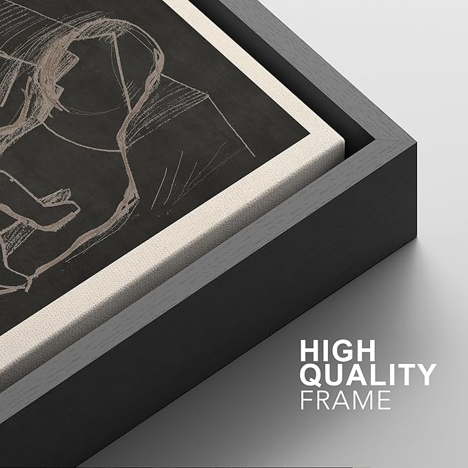 SIGNFORD Framed Wall Art Print Set Black Background Figurative Line Digital Art Modern Art Contemporary for Living Room, Bedroom, Office - 24"x36"x3 BLACK