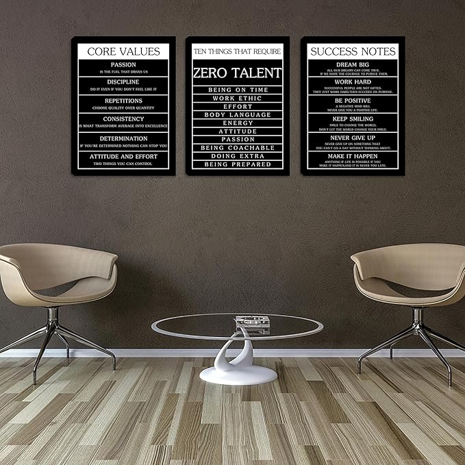 Motivational Wall Decor Inspirational Office Wall Art Decor Posters Prints 3 Pieces Positive Canvas Print Picture for Workplace Classroom Dorm Living Room 12”x16”x3pieces