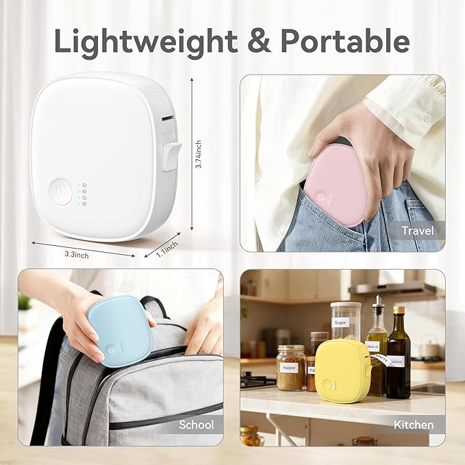 Mini Label Maker Machine with Tape AH-P05, Portable Bluetooth Mini Label Printer, Wireless Thermal Label Maker, Waterproof & Rechargeable, Built-in Cutter, for Home, Office, Kitchen – Yellow