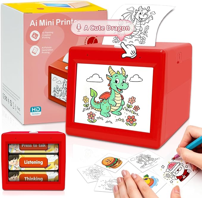 [2026.4 Feature upgrade] Smart AI Voice Sticker Printer, Kids Toys Spark Imagination Intellectual Development, Mini Thermal Label Printer With Display, Inkless Portable Sticker Maker, 4 Rolls Paper