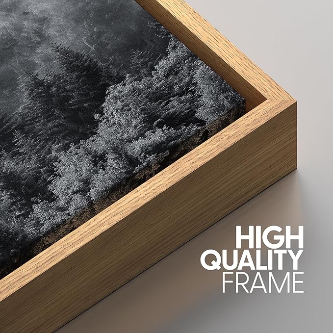 SIGNWIN Framed Canvas Print Wall Art Set Black & White Misty Mountain Forest Nature Wilderness Photography Modern Art Chic Landscape Relax/Calm for Living Room, Bedroom, Office - 24"x36"x3 Natural